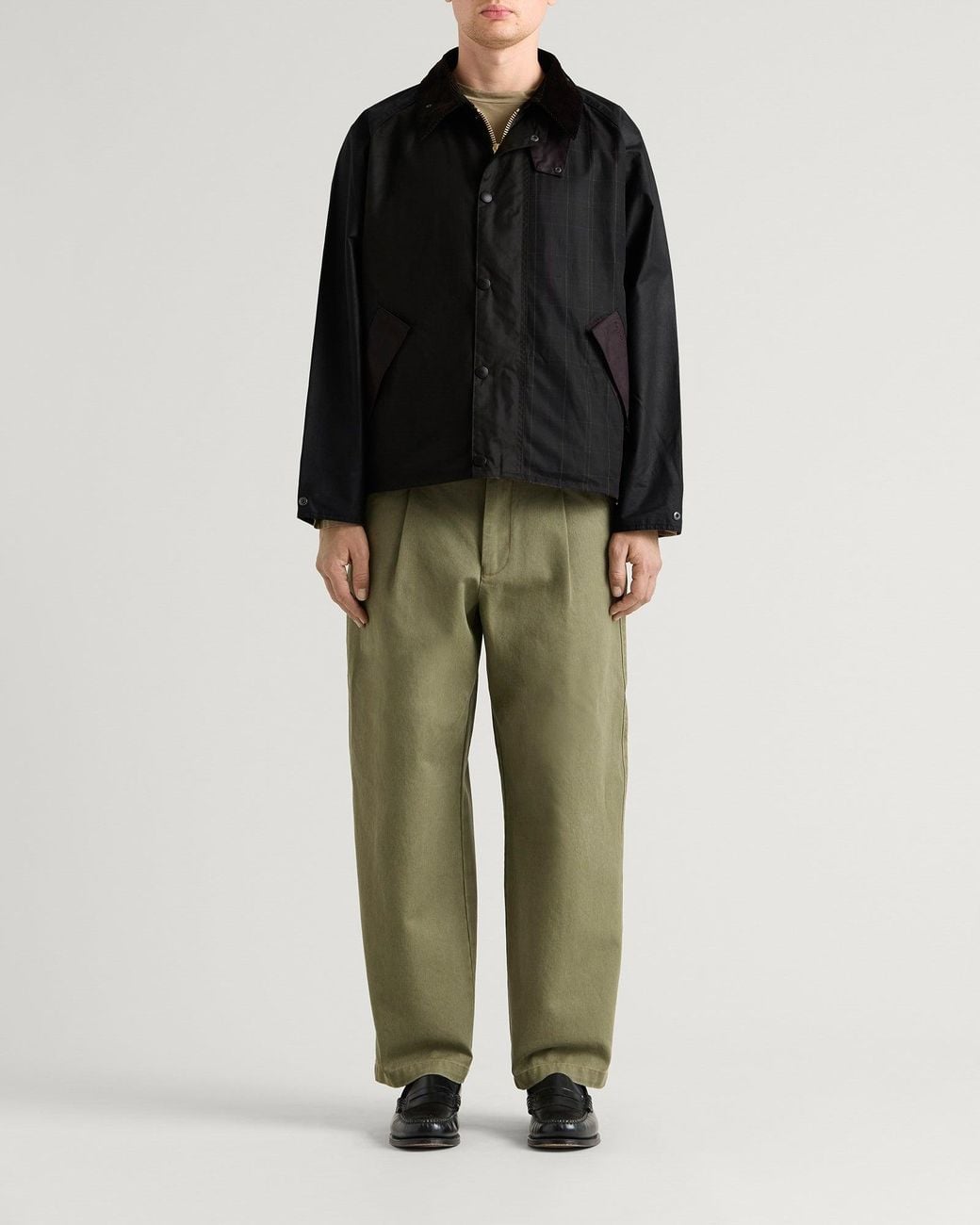 Barbour Black Patchwork Transport Wax Jacket for men