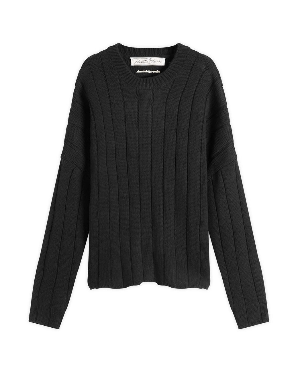 About Blank Black Large Rib Knit Crew for men