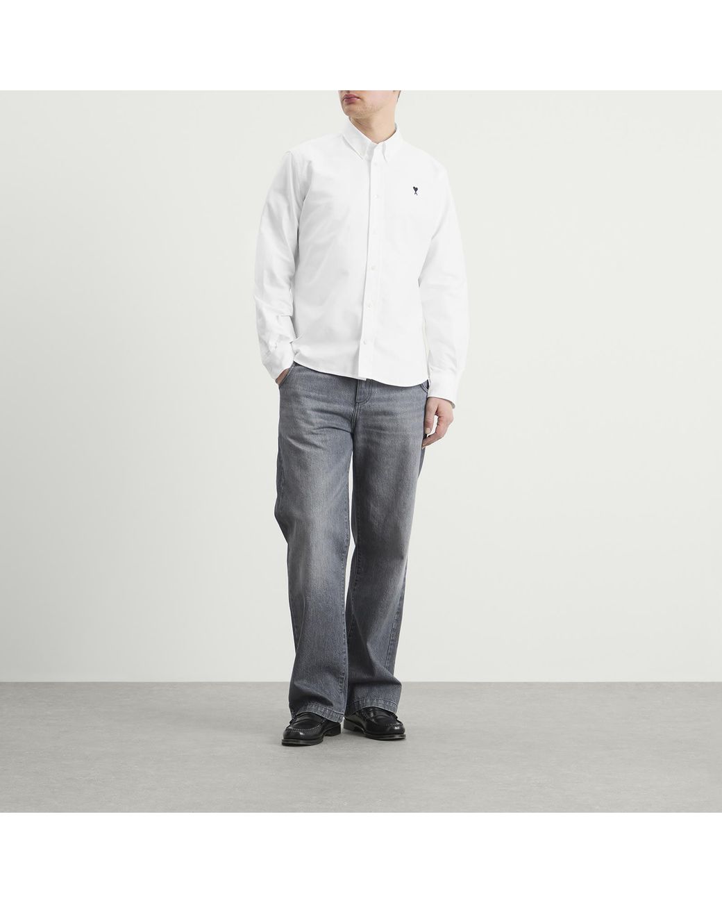AMI White Contrasted Adc Classic Shirt for men