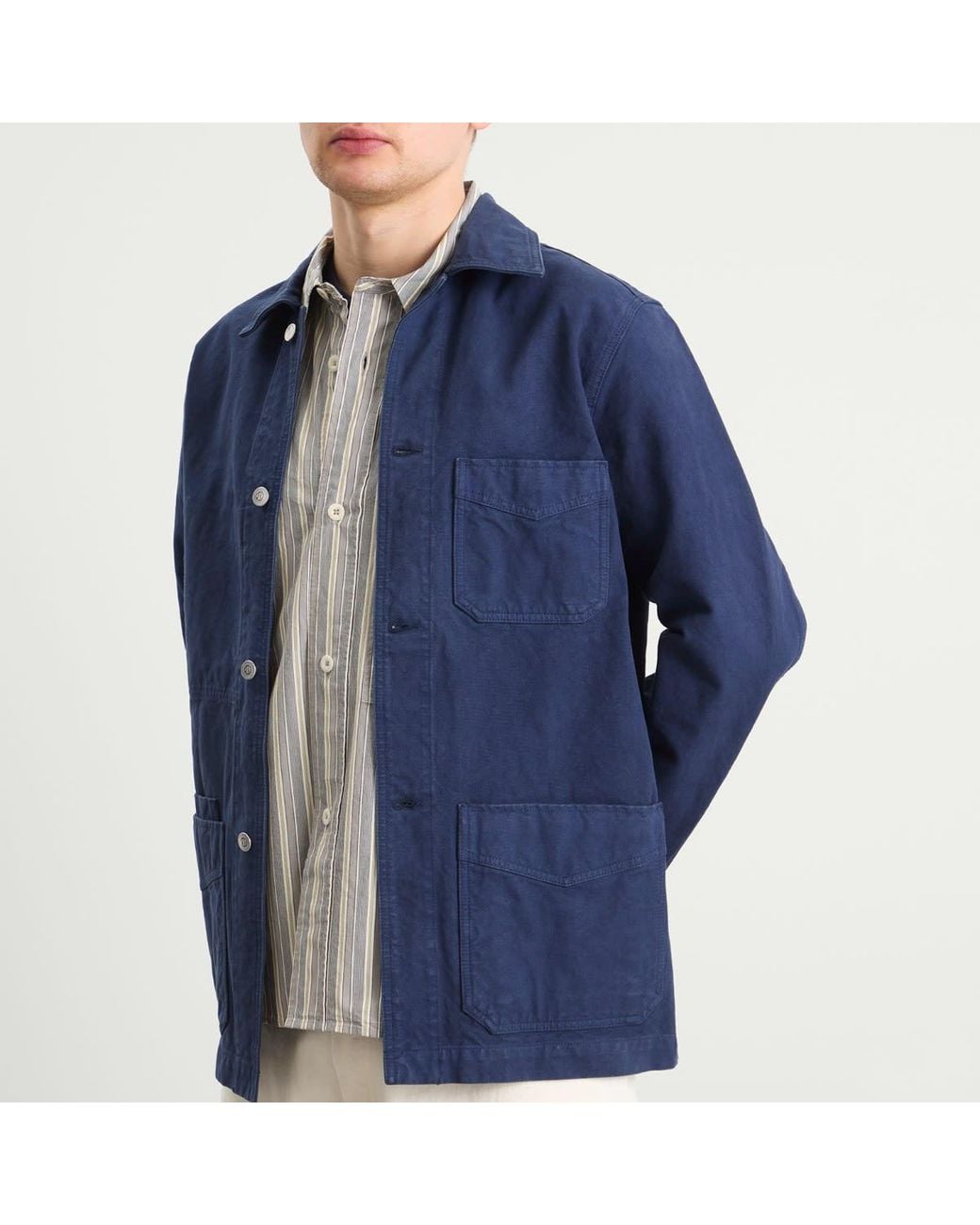 Drake's Blue Canvas Chore Jacket for men