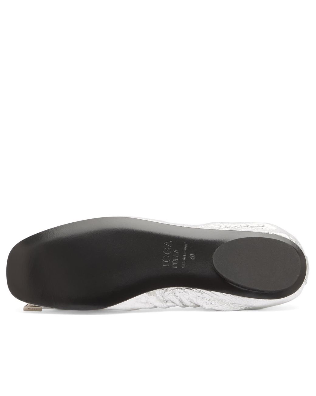 Toga White Metallic Leather Ballet Shoes