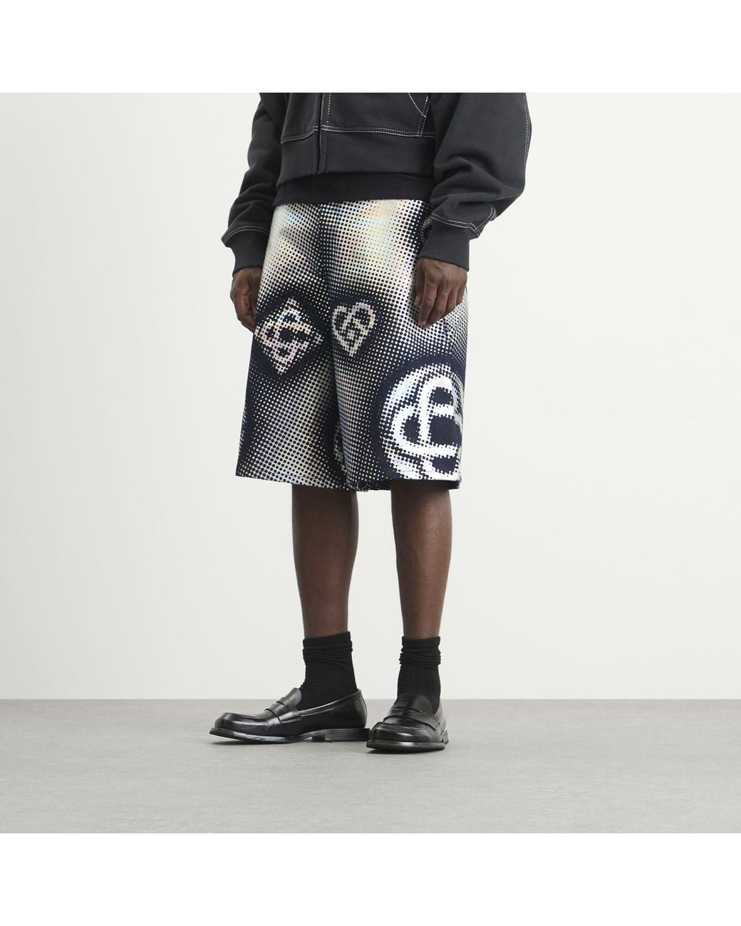 Casablanca Black Pearlescent Monogram Denim Shorts for men