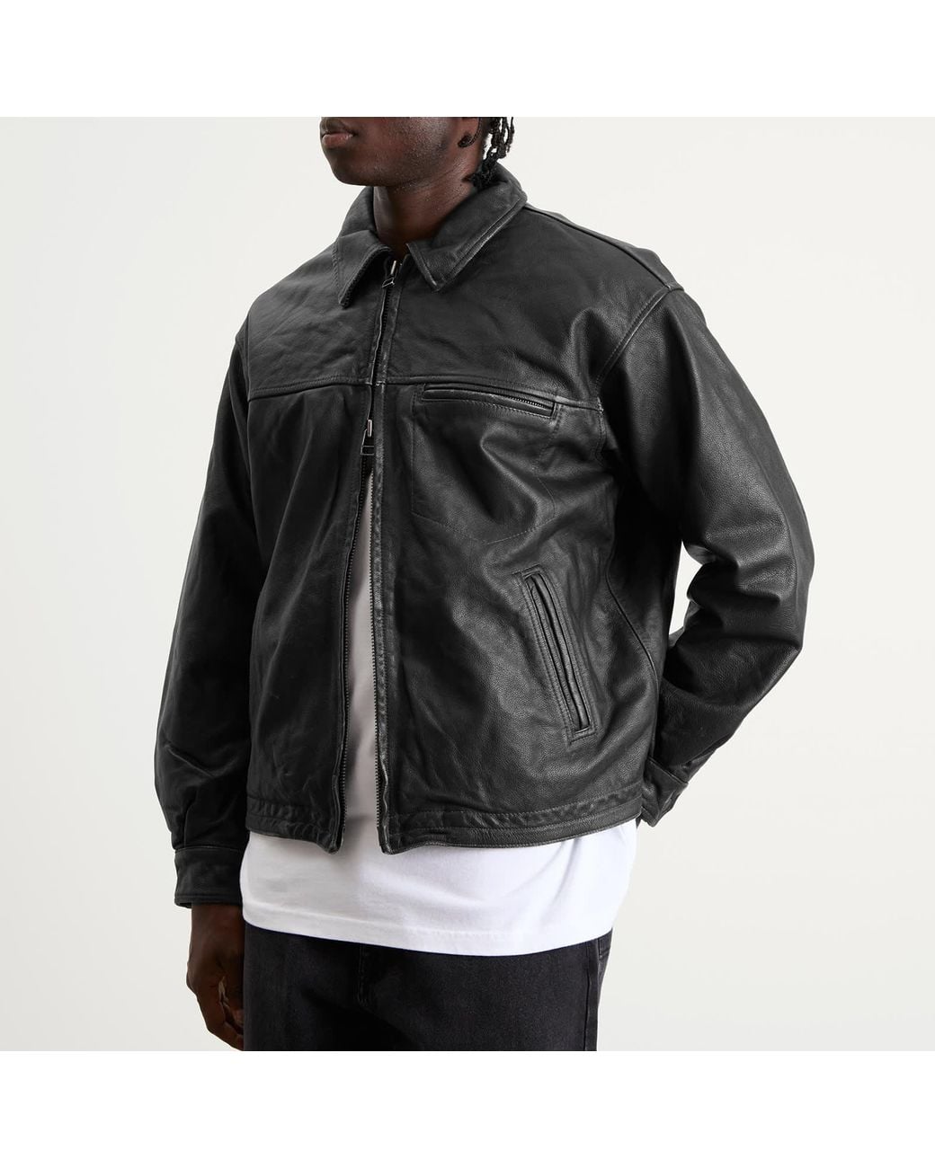 FRIZMWORKS Destroyed Cowhide Leather Jacket in Gray for Men | Lyst