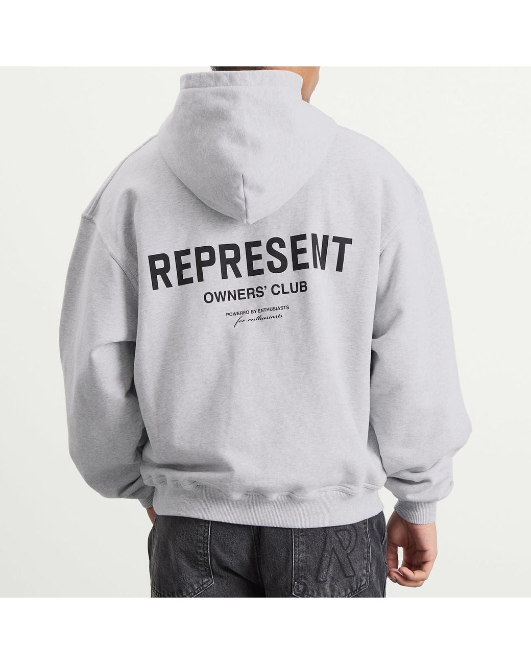 Represent Gray Owners Club Zip Hoodie for men