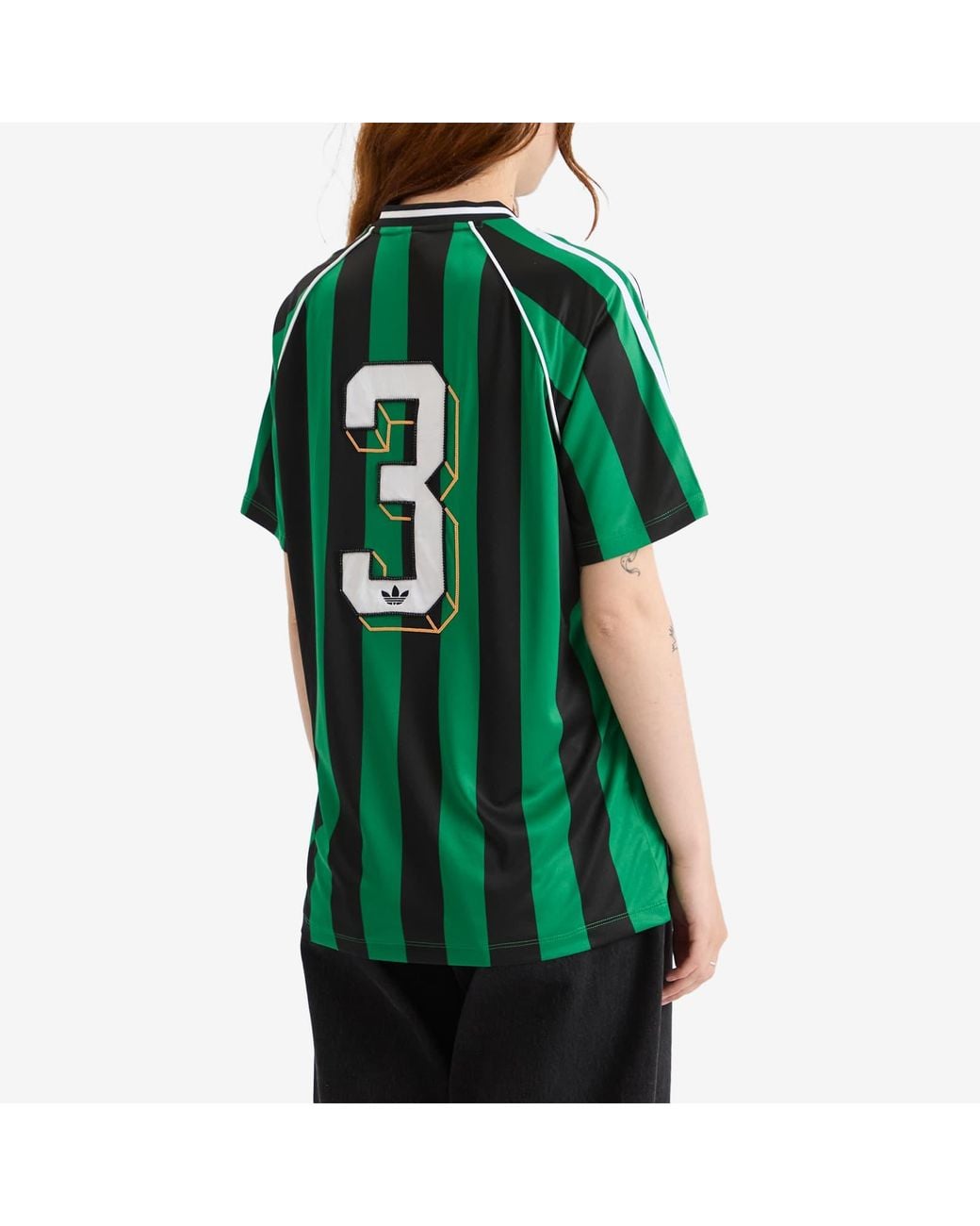 Adidas Green Striped Jersey T-Shirt
