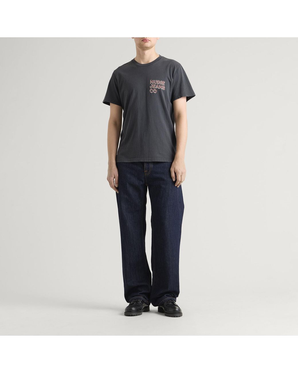 Nudie Jeans Black Roy Life Tracks T-Shirt for men