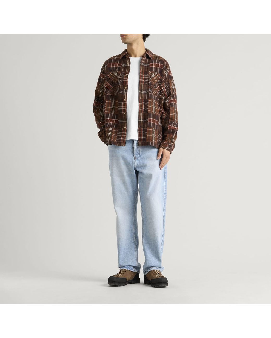 Barbour Brown Catrake Relaxed Patchwork Overshirt for men