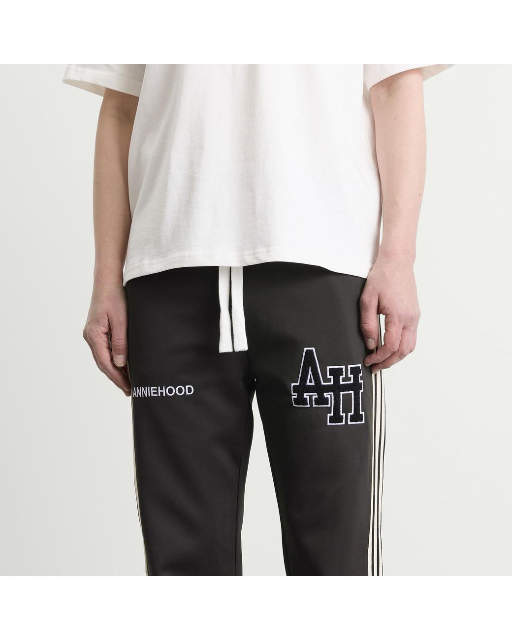 Annie Hood Black College Track Pants for men