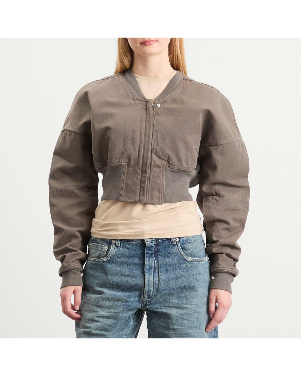 Rick Owens Brown Cropped Flight Jacket