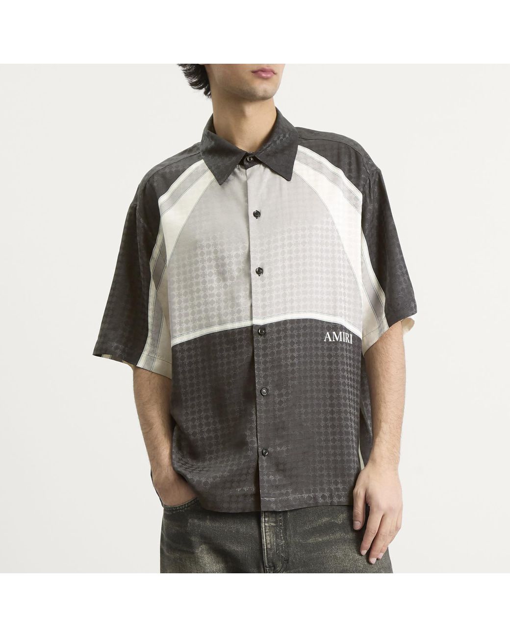 Amiri Gray Ma Quad Panel Camp Shirt for men