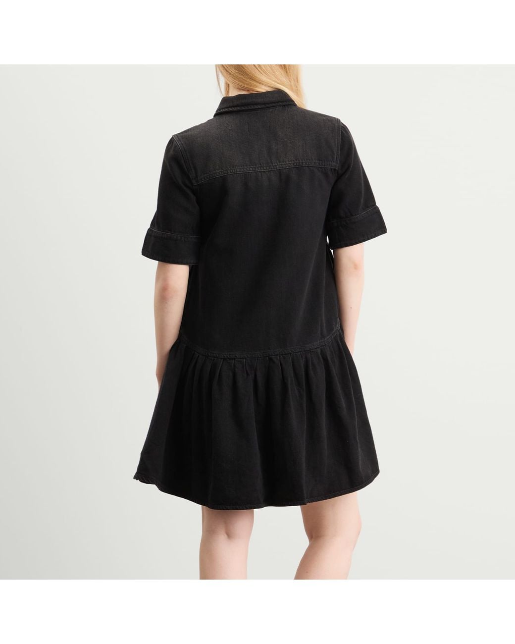 Color Code 9339 Ganni Soft Rigid Denim Mini Dress in Black | Lyst