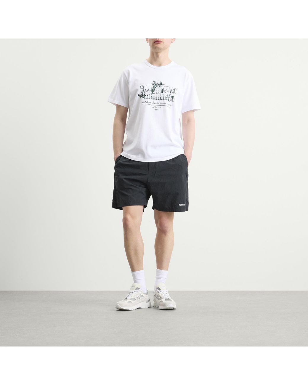 Palmes Gray Stitch Tennis Shorts for men