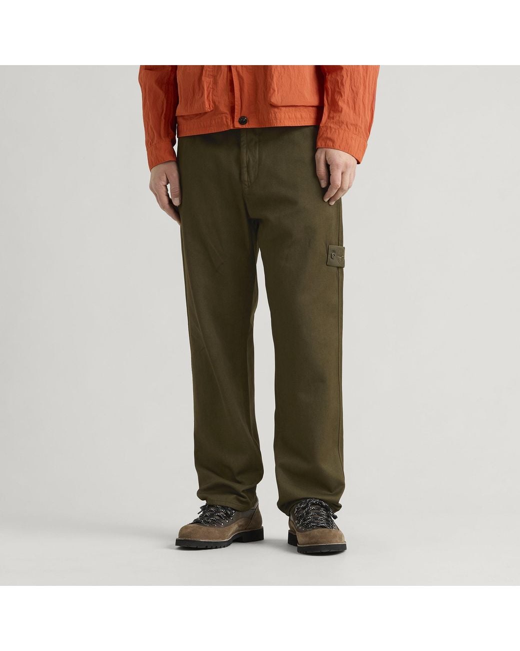 Stone Island Green Ghost Raw Hand Wool Cotton Gabardine-Tc Trouser for men