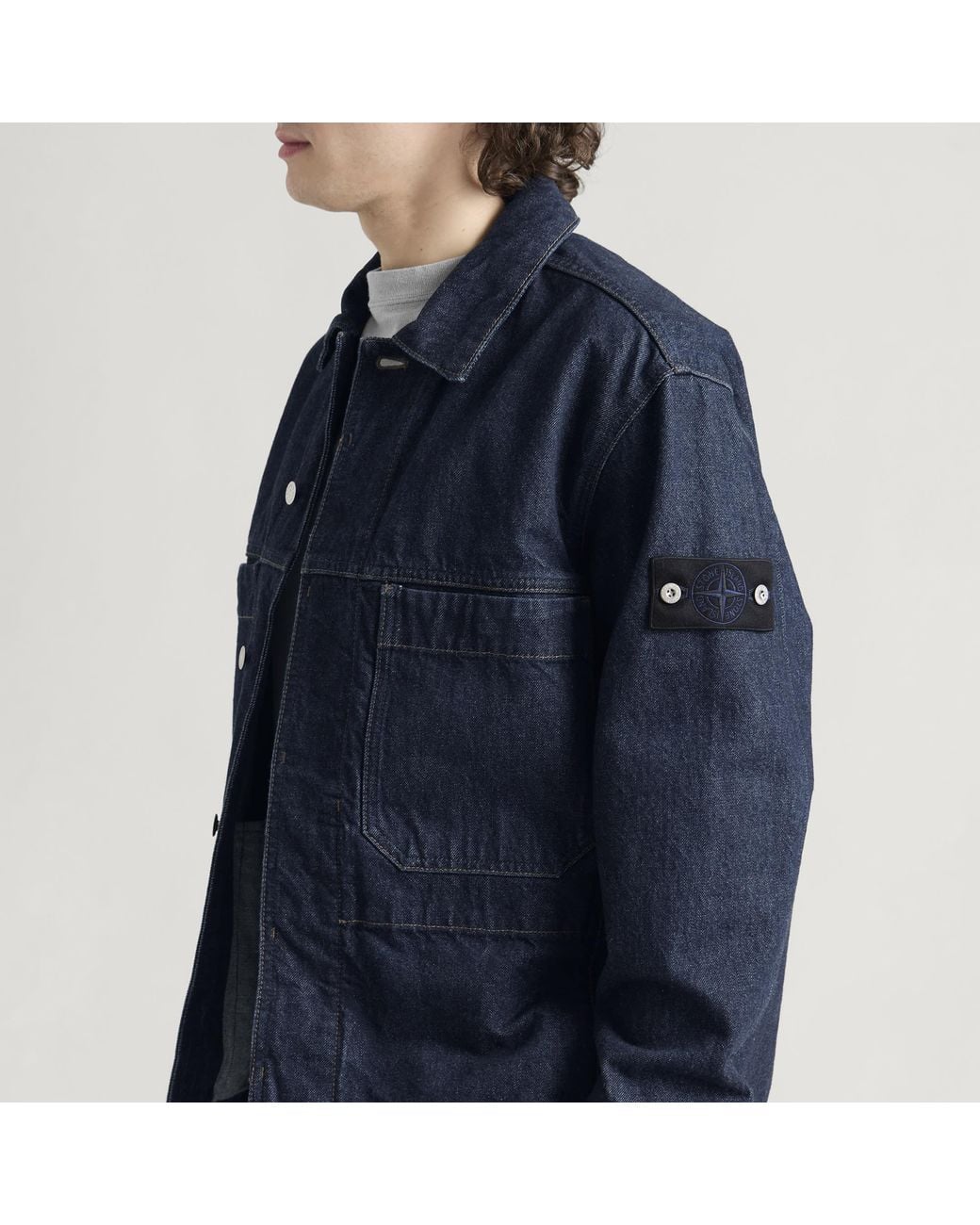 Stone Island Blue Rinsed Denim Jacket for men