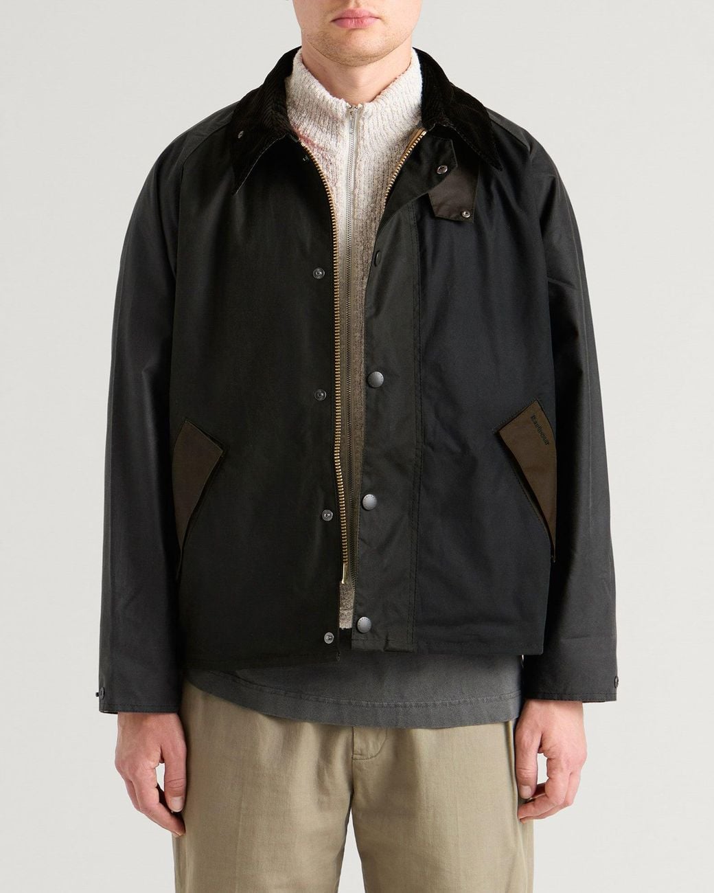 Barbour Black Patchwork Transport Wax Jacket for men