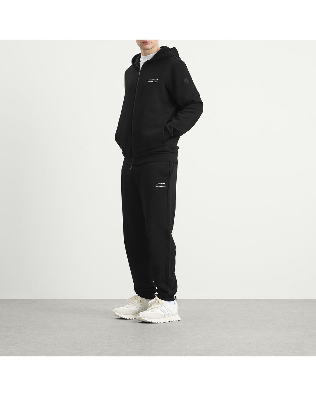 Moncler Black Stripe Logo Zip Up Hoodie for men