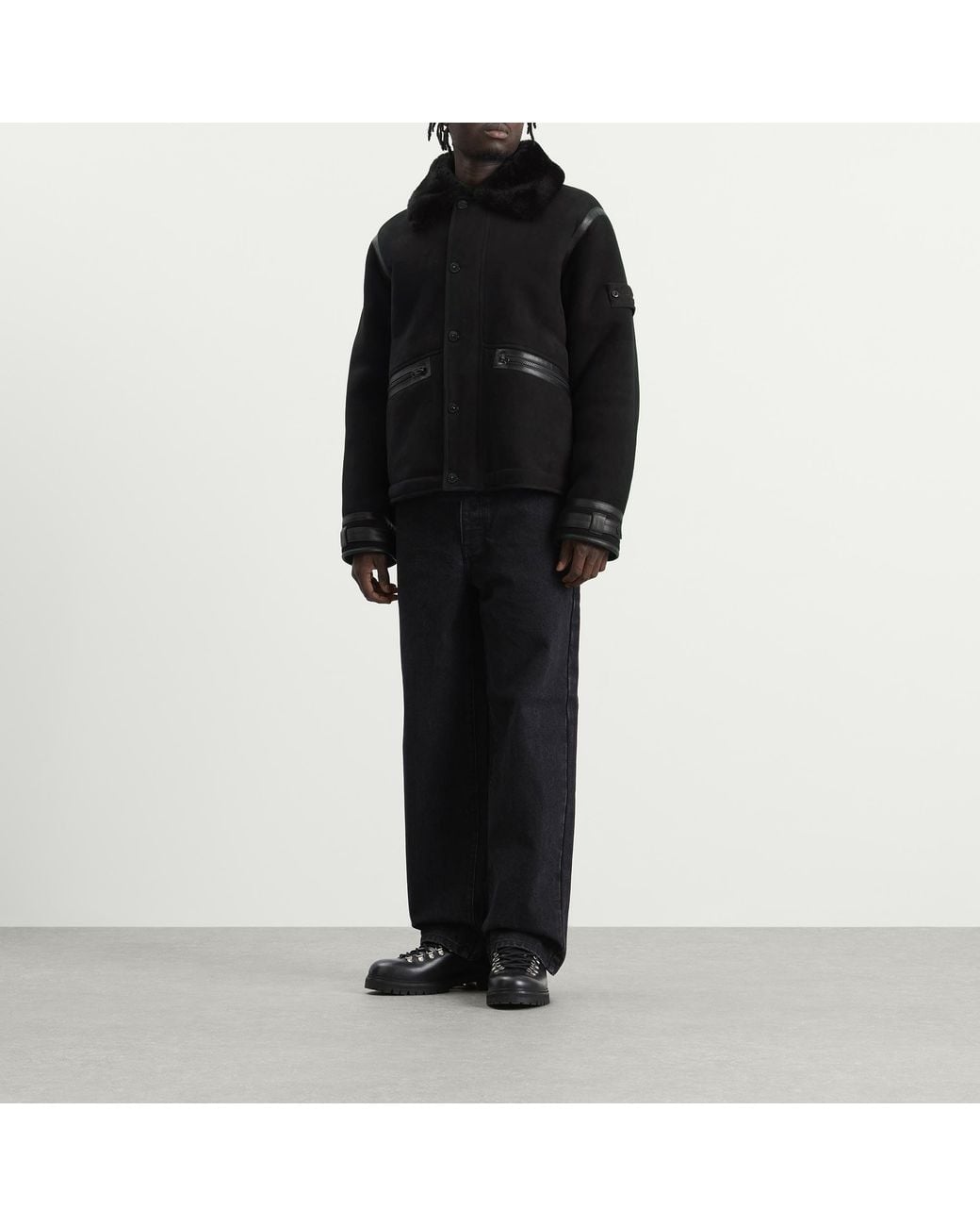Stone Island Black Ghost Suede Sheepskin Jacket for men