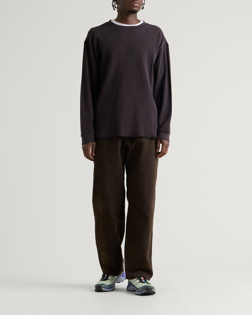 Gramicci Waffle Crew Sweatshirt in Black | Lyst