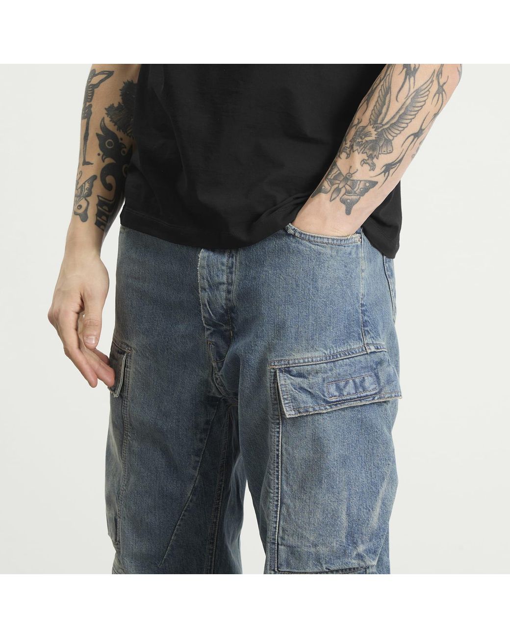 Rick Owens Blue Double Cargo Jeans for men