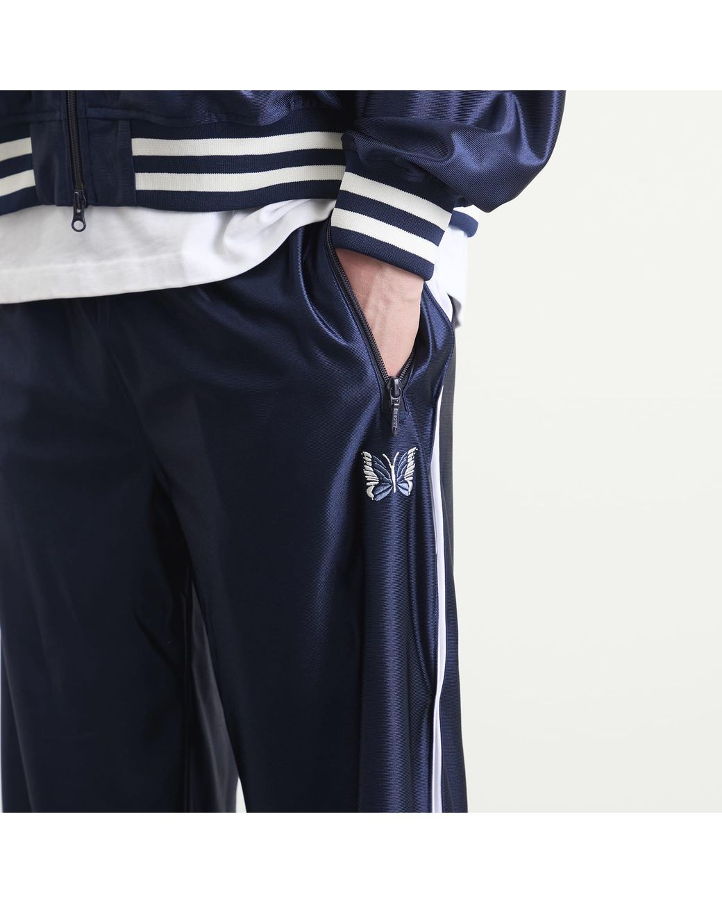 Needles Blue Sateen Track Pants for men