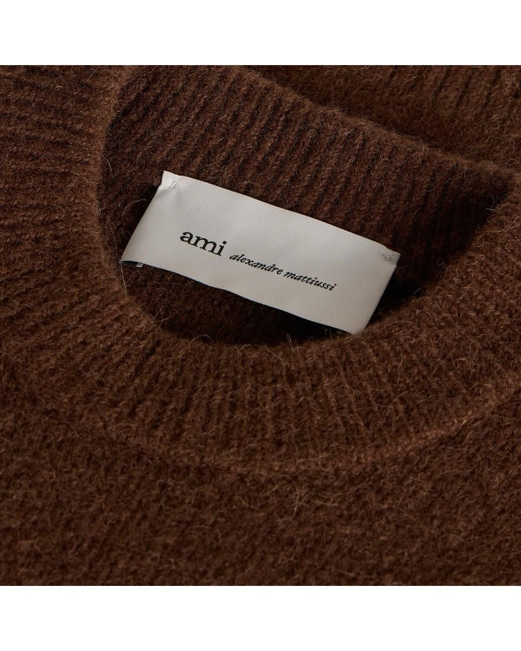 AMI Brown Crewneck Contrasted Adc Jumper for men