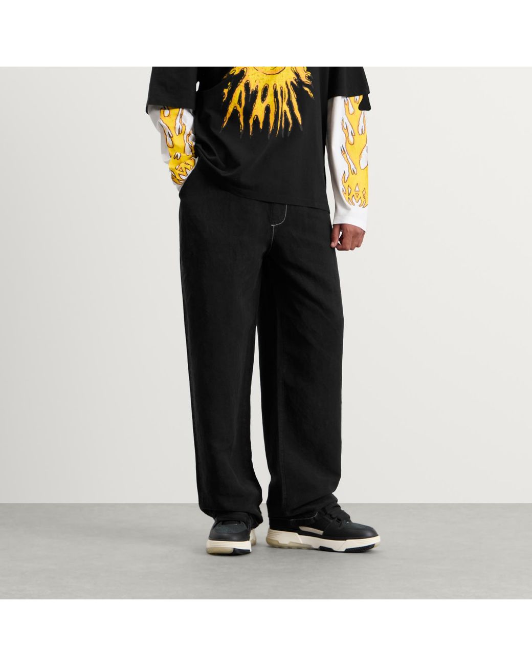 Amiri Black Script Linen Trouser for men