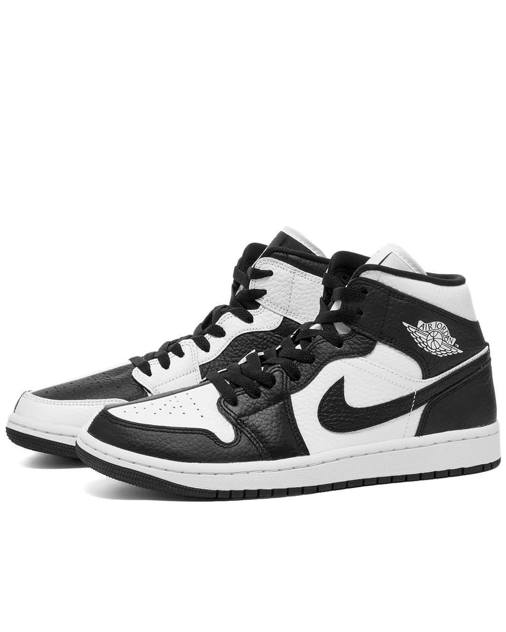 Nike Leather Air Jordan 1 Mid Se Edge Sneakers in Black/White (Black ...