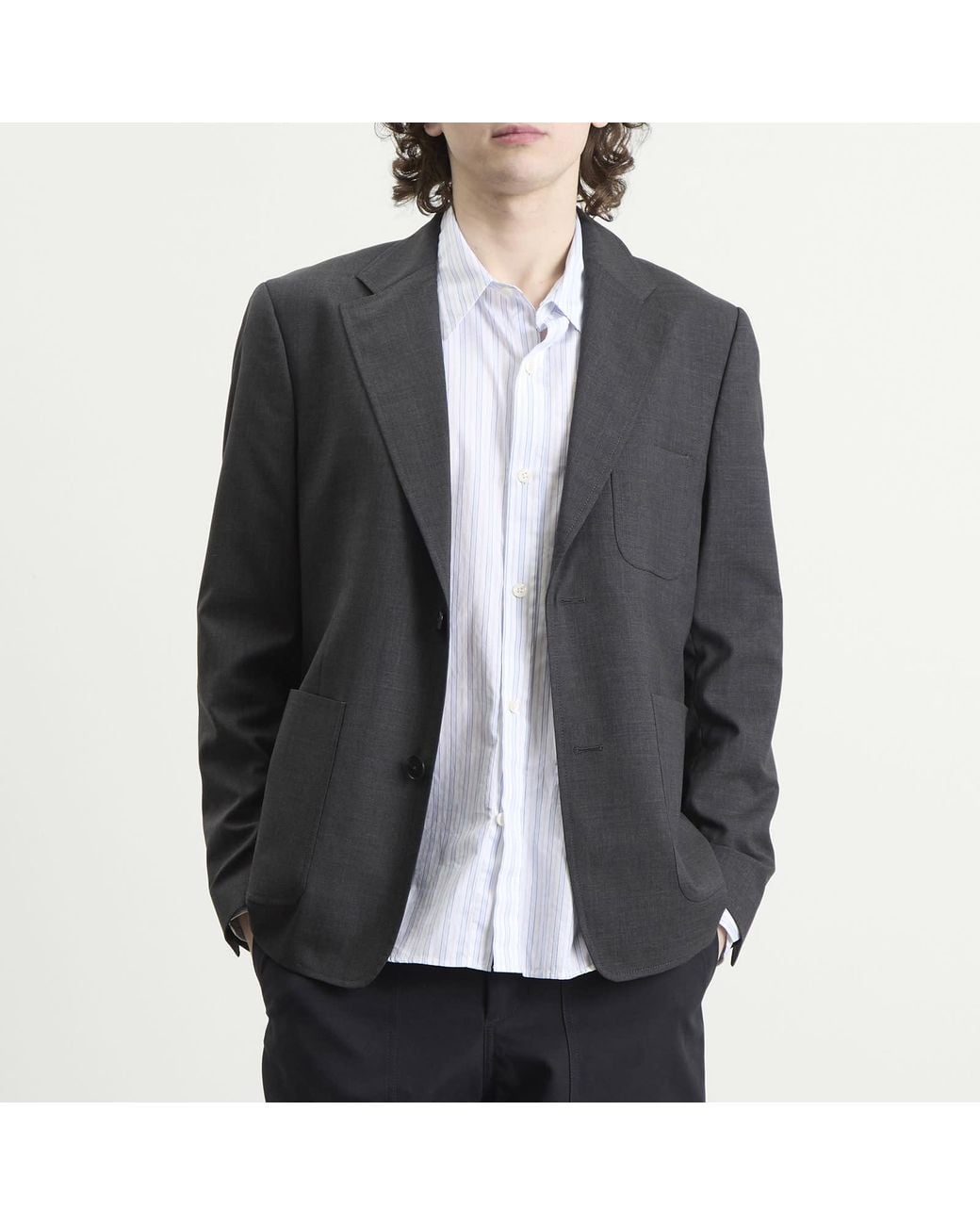 mfpen Black Wool Patch Pocket Blazer for men