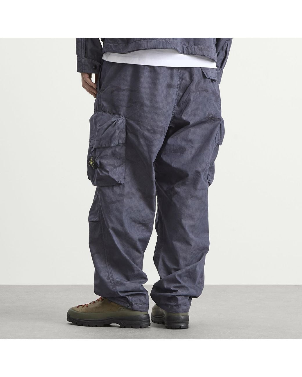 Stone Island Blue Faded Camo Ripstop-Tc Cargo Trousers for men