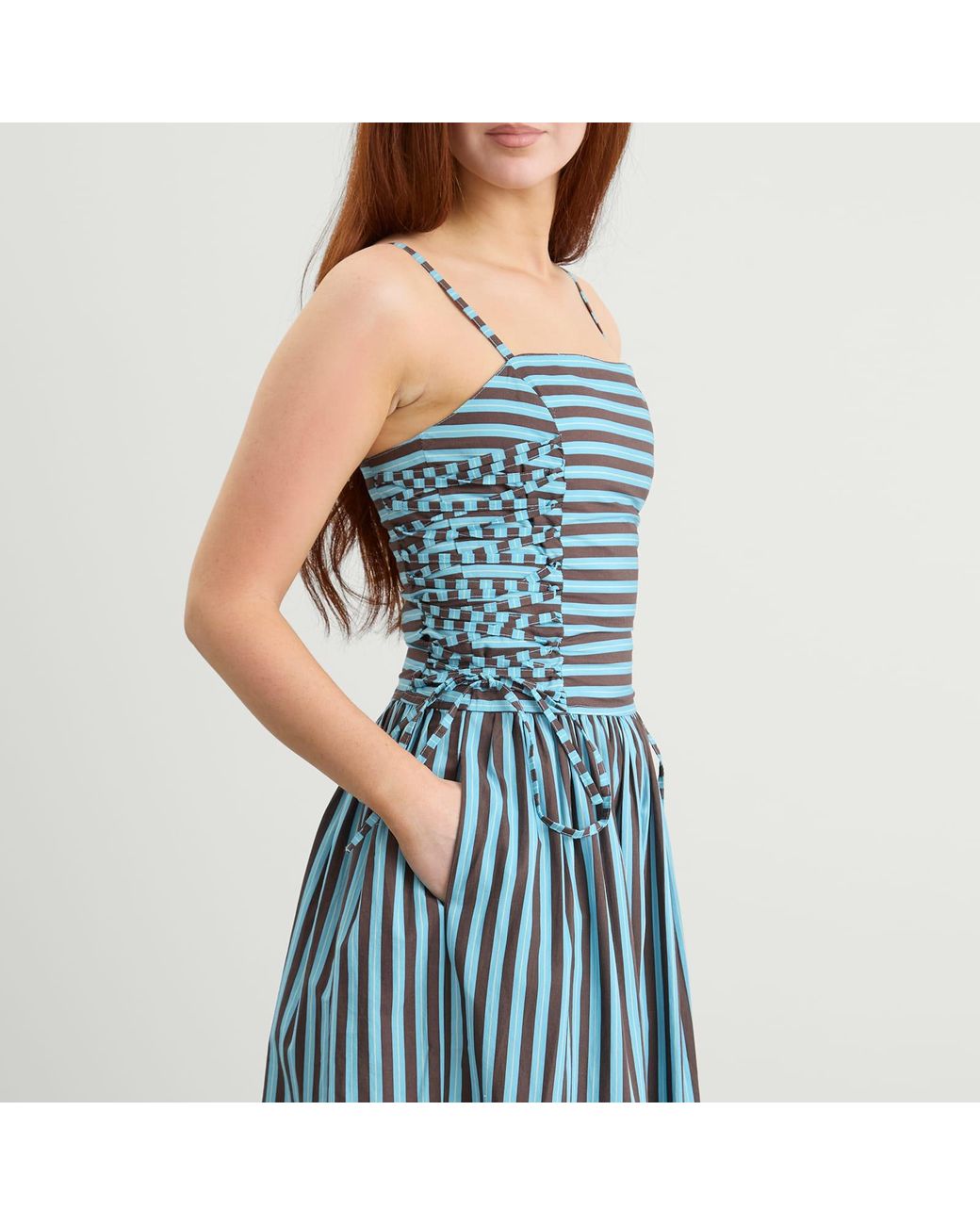 blue v neck midi dress Nathalia Belted V-Neck Midi Dress