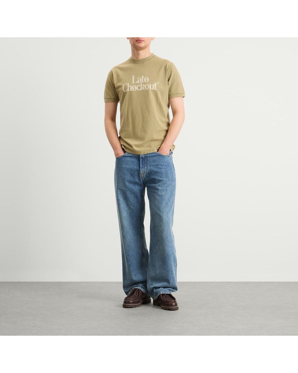 Late Checkout Yellow Logo Vintage Ringer T-Shirt for men