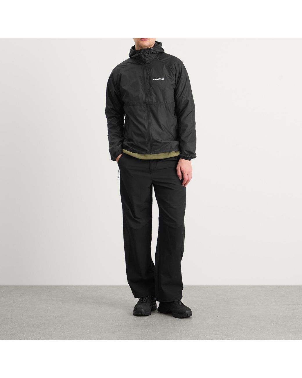 Montbell Black Wind Blast Hooded Jacket for men