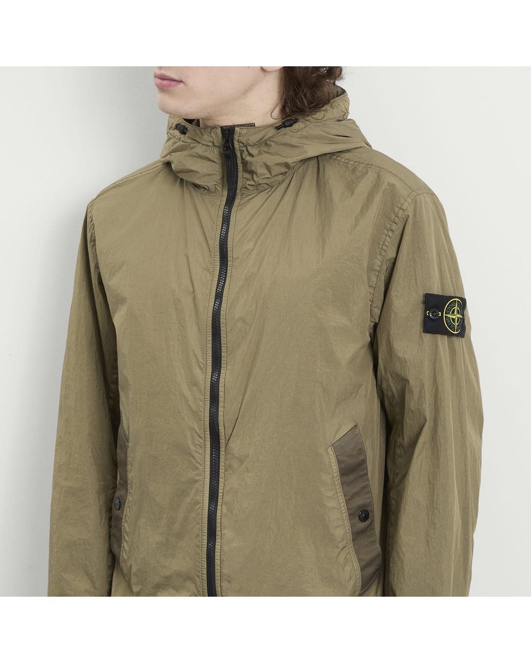 Stone Island Green Crinkle Reps Hooded Jacket for men