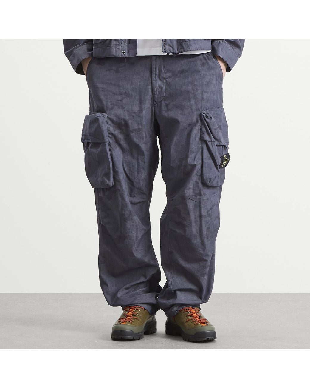Stone Island Blue Faded Camo Ripstop-Tc Cargo Trousers for men