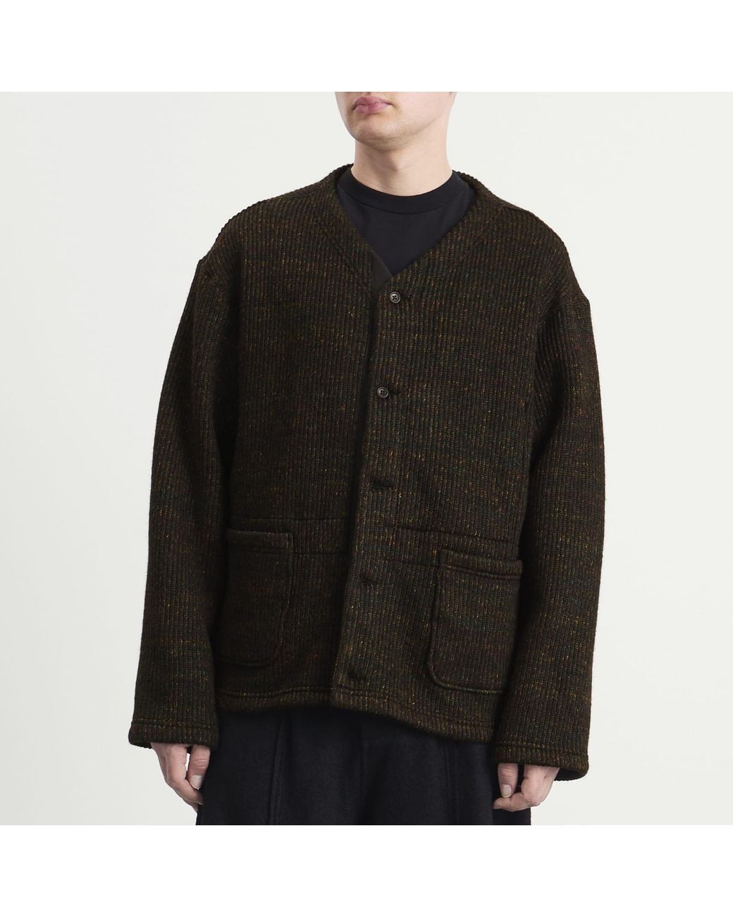 Engineered Garments Black Nep Knit Cardigan for men