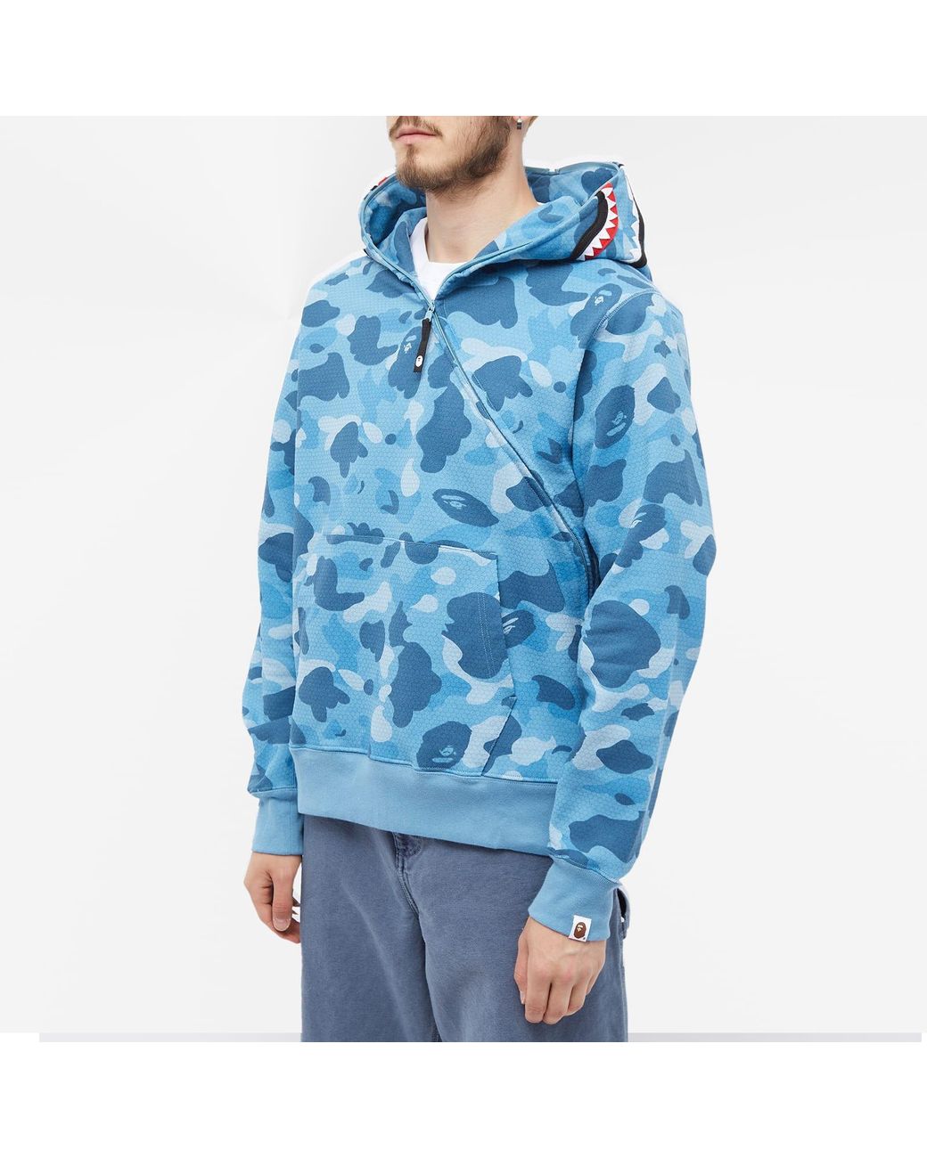 A Bathing Ape Honeycomb Camo Shark Full Zip Hoody in Blue for Men | Lyst UK