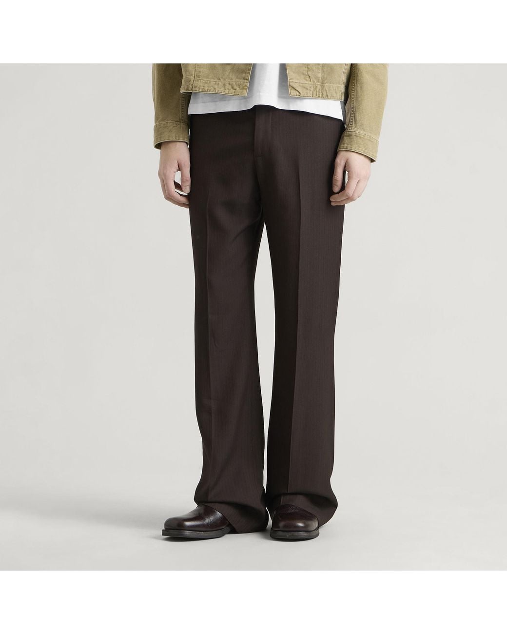 Acne Gray Palvin Fluid Herringbone Viscose Trousers for men
