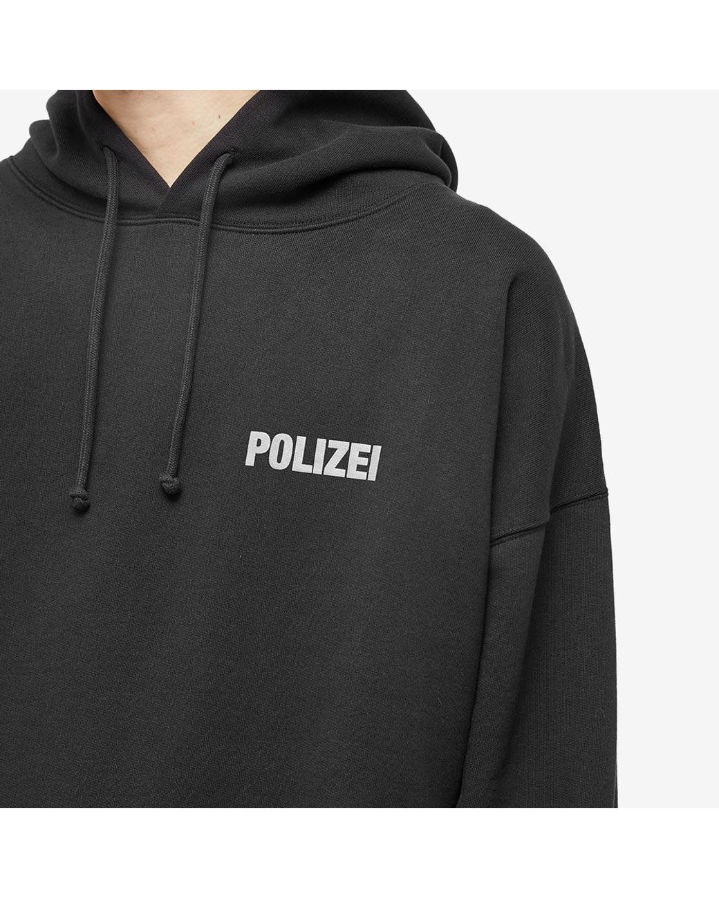Vetements Polizei Popover Hoodie in Black for Men | Lyst