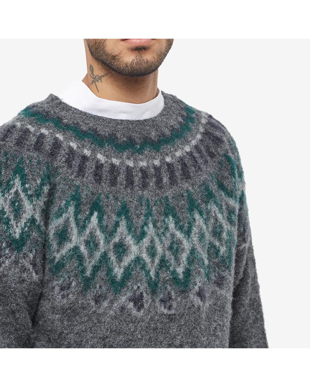 Howlin' Howlin' Future Fantasy Fair Isle Crew Knit in Gray for Men