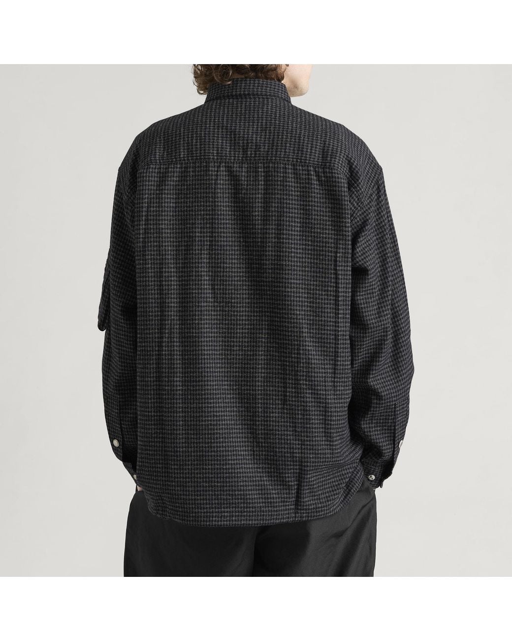 Comme des Garçons Black Half Zip Micro Gingham Shirt for men
