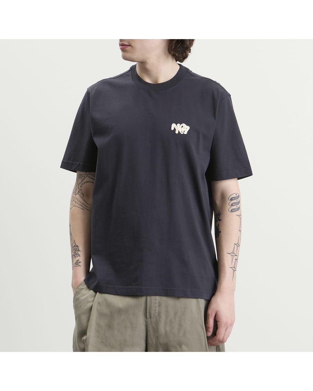NN07 Blue Adam Twin Needle Embroidered T-Shirt for men