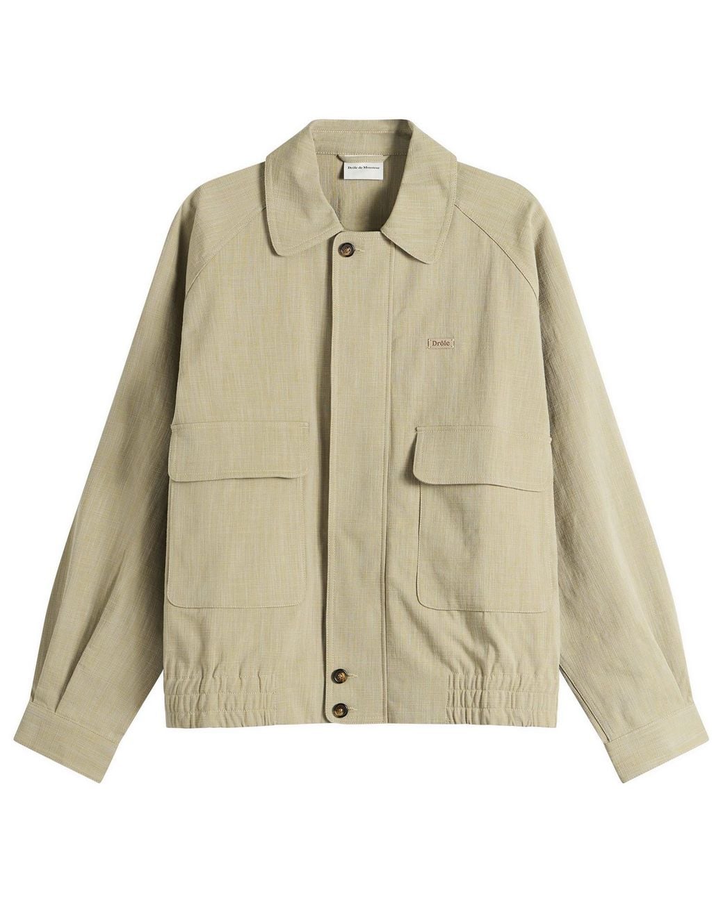 Drole de Monsieur Green Cotton Raglan Jacket for men