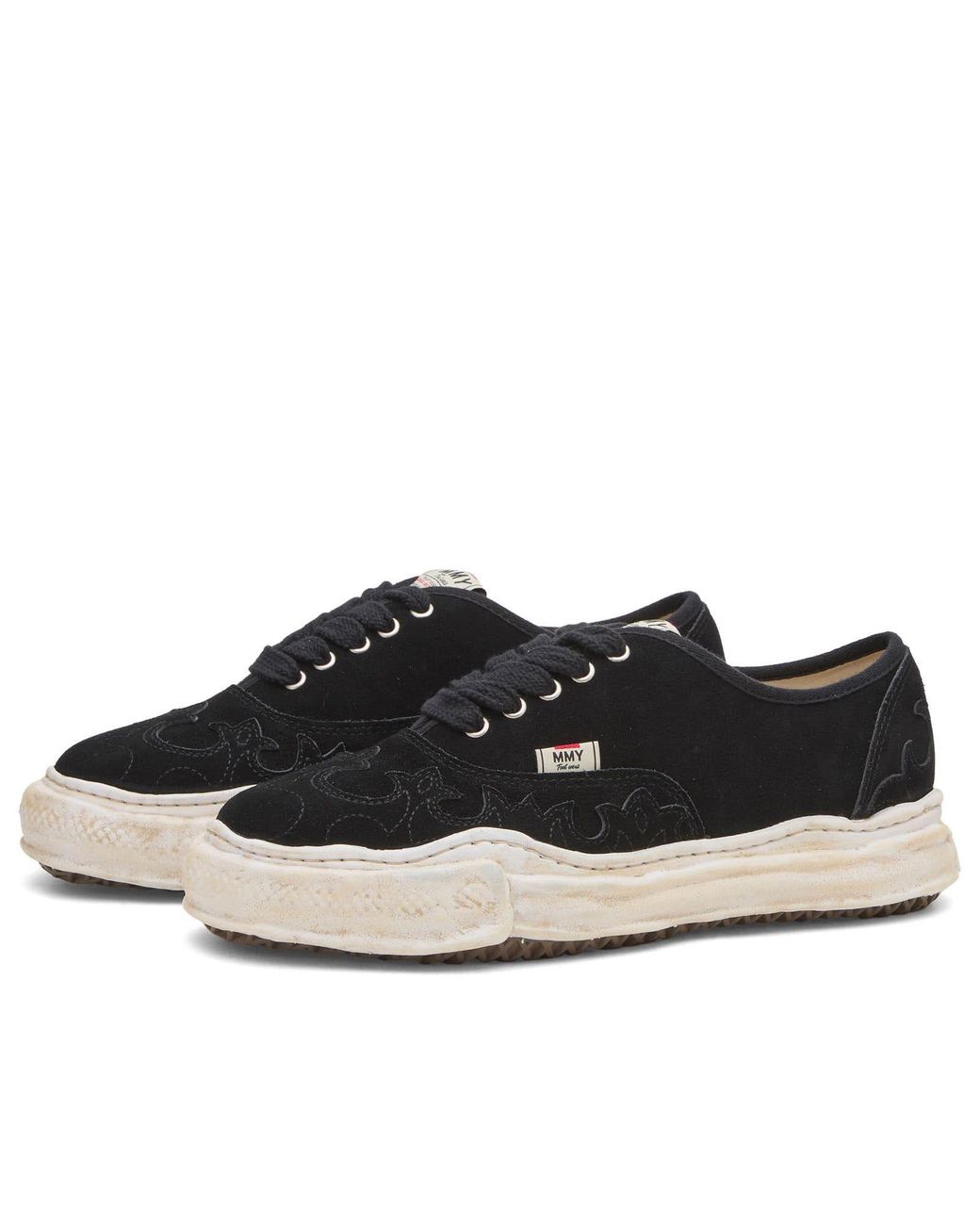 Maison Mihara Yasuhiro Black Baker Western Detail Suede Low-Top for men