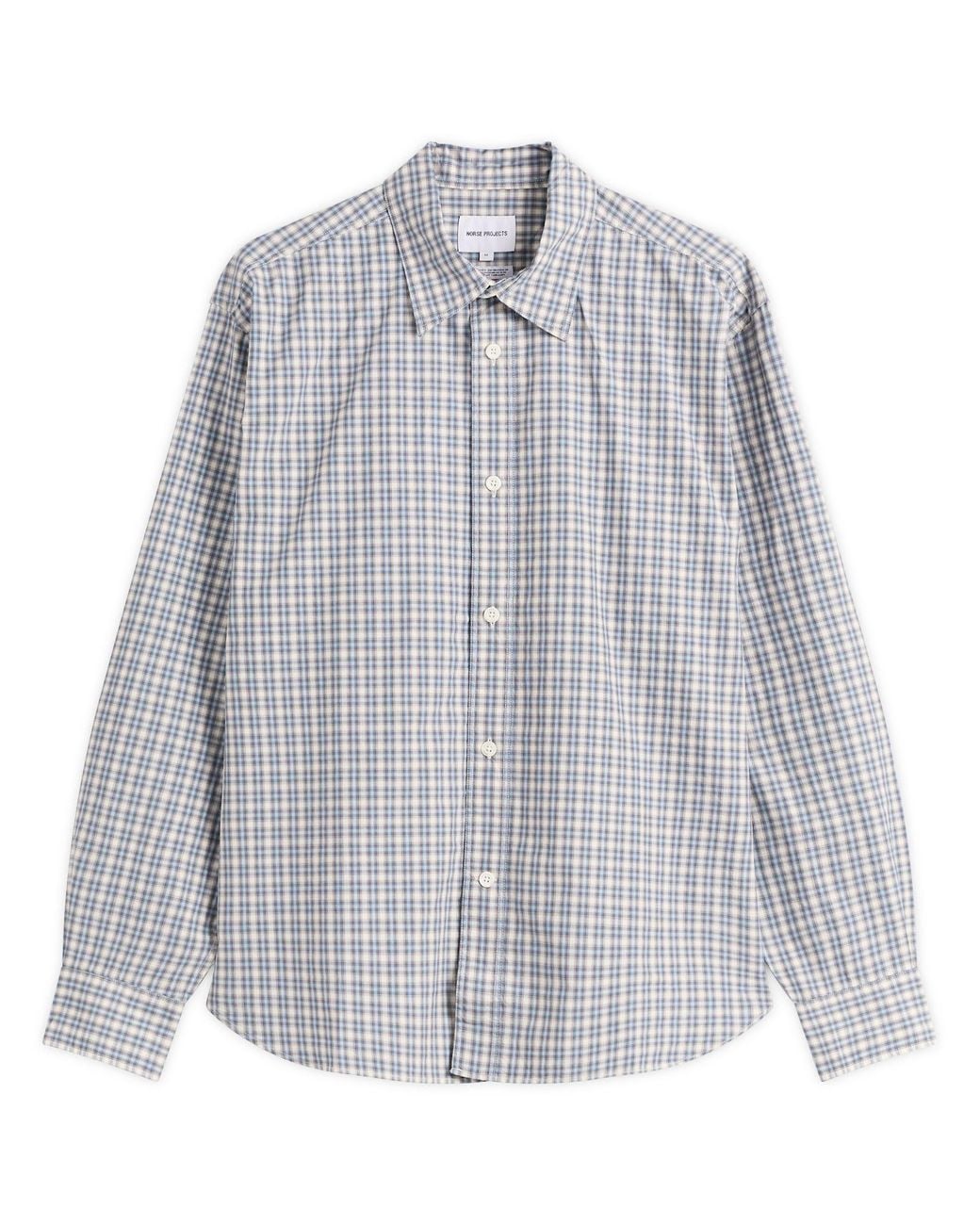 Norse Projects Gray Falster Fine Check Oversized Shirt for men