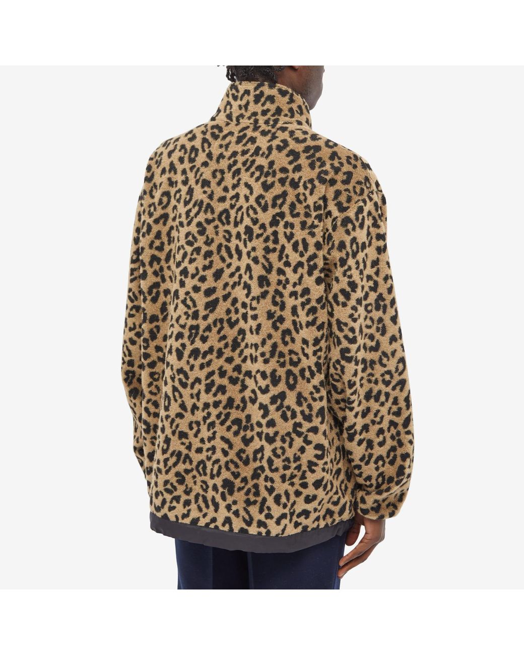 Wacko Maria Men's Brown Leopard Boa Fleece Jacket