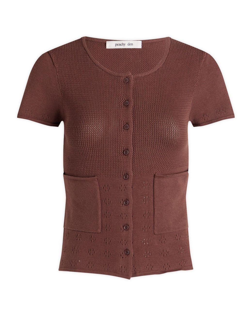 Peachy Den Red Marie Knit Polo Top