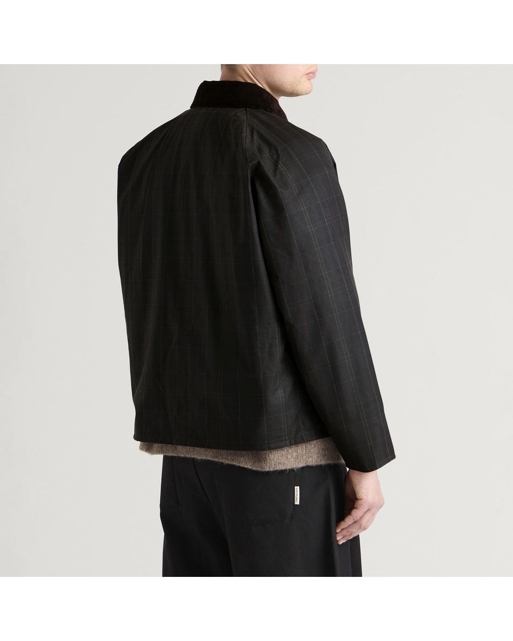 Barbour Black Tartan Transport Wax Jacket for men