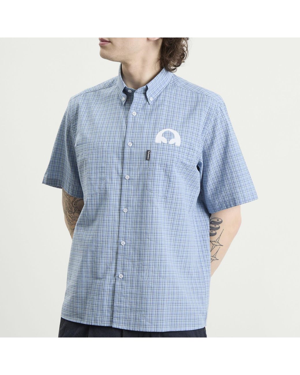 No Problemo Blue Alien-O Print Check Shirt for men