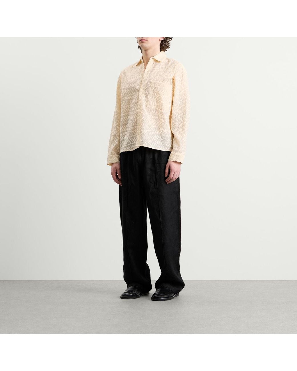 MKI Miyuki-Zoku Natural Ribbon Jacquard Box Dress Shirt for men