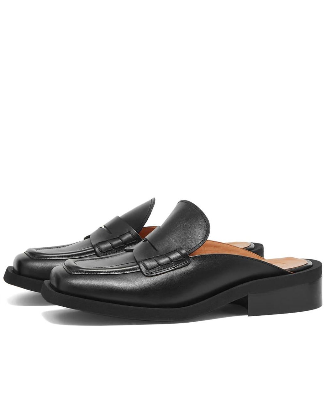 Ganni Leather Slip On Loafer in Black | Lyst